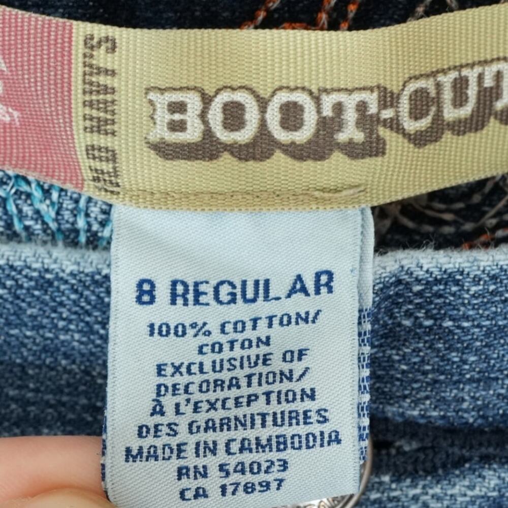 Vintage 90s Old Navy Jeans Womens 8 Regular Blue‎ Bootcut Tramp Stamp Distressed - Picture 6 of 13
